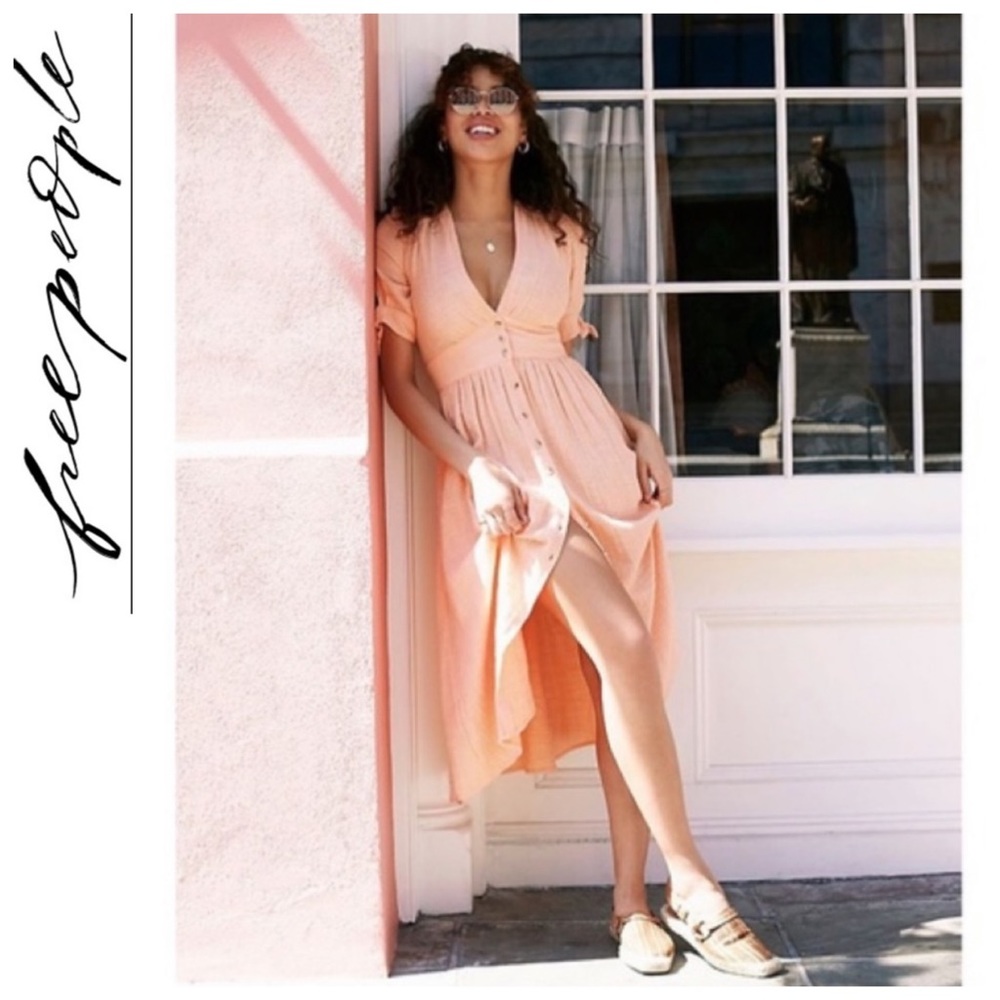 Free People Peach Midi Dress